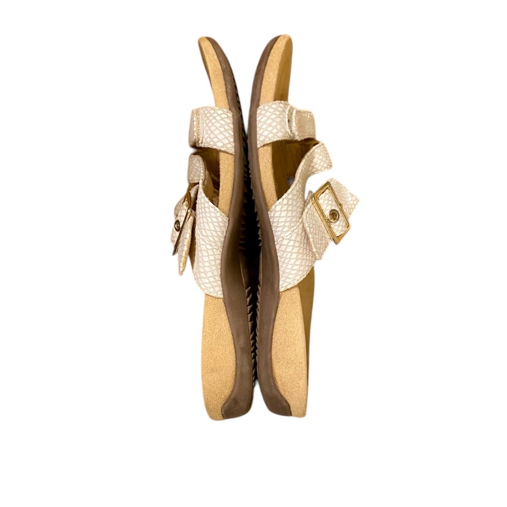 Vionic Skylar Cream Snakeskin Buckle Double-Band Sandals Arch Support Comfort 8